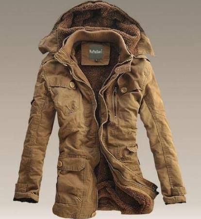 Mens Winter Fur Lined Hooded Parka Trench Long Warm Casual Coat