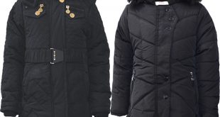 Kids Padded Coat Girls Quilted Winter Jacket Zip Detach Hood Fur