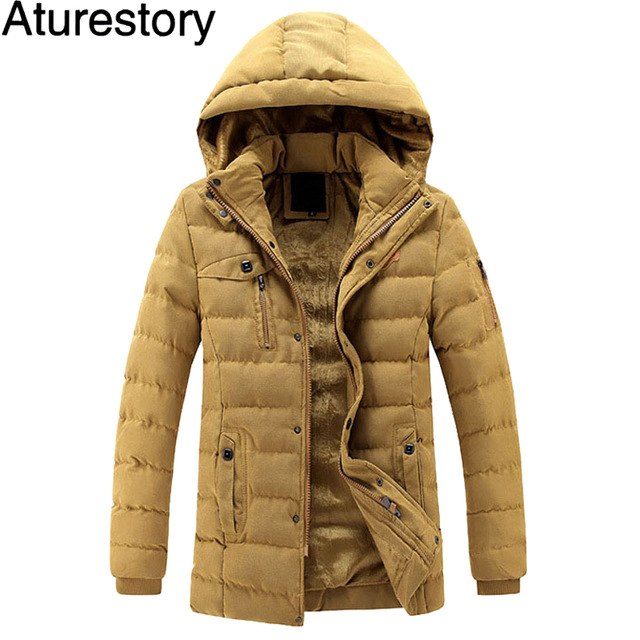 Aturestory Mens Overcoat Men Winter Quilted Coat Male Fashion Casual