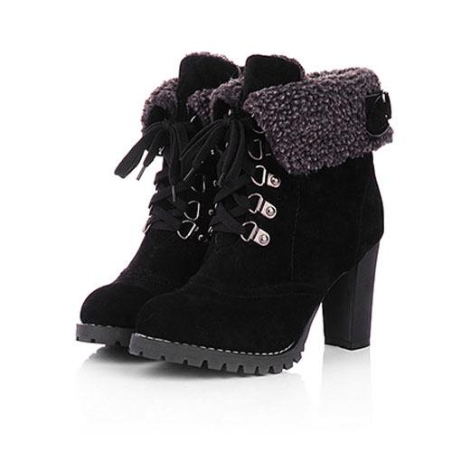 Women High Heel Boots Warm Cotton Women Shoes Ladies Ankle Snow