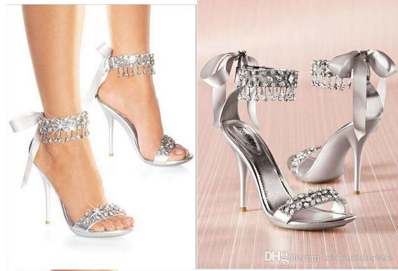 Ew Fashion Wedding Shoes Silver Rhinestone High Heels Women'S Shoe
