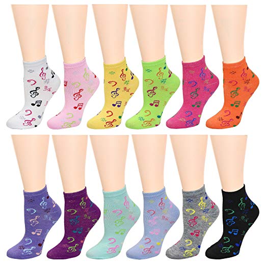 Amazon.com: 12 Pairs Women's Socks Assorted Colors Size 9-11 Music