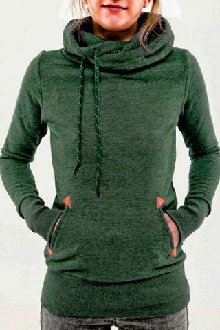Stylish Hooded Long Sleeve Pocket Design Embroidered Women's Hoodie