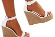 Amazon.com | DOTACOKO Womens Wedges Peep Toe Ankle Strap Buckle