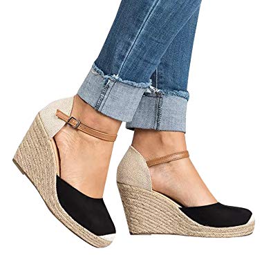 Amazon.com | Huiyuzhi Womens Wedge Sandals Ankle Strap Cap Toe