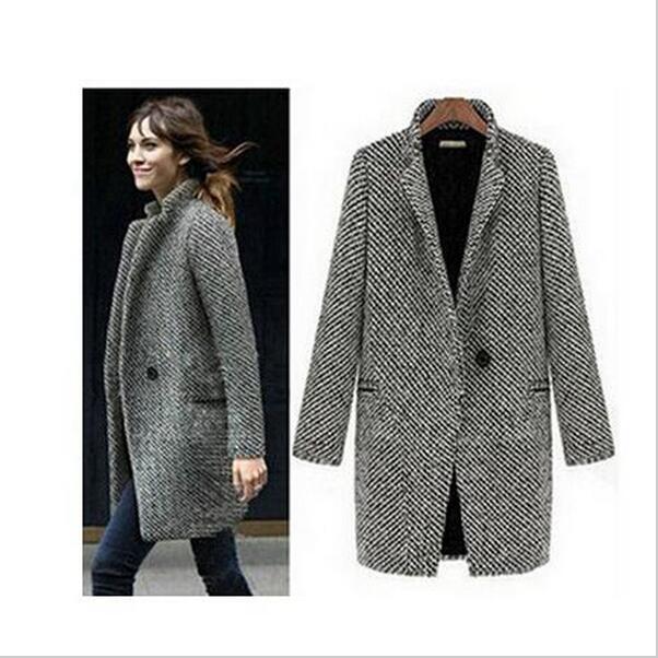2017 Spring Autumn Women's Wool Coat New Fashion Long Woolen Coat
