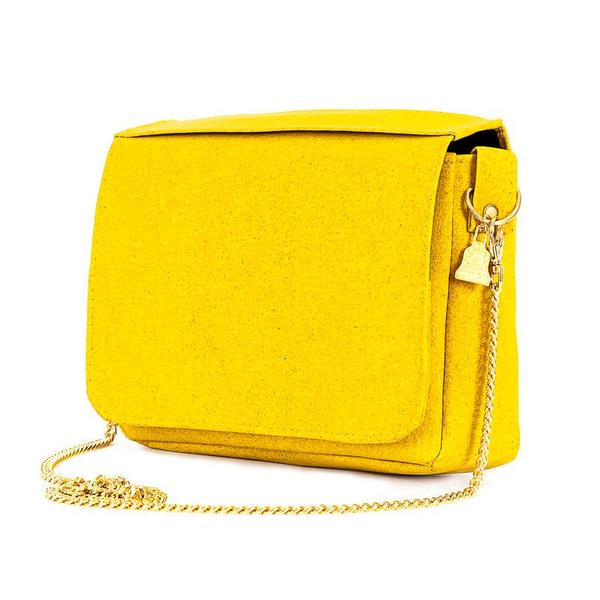 Luxury vegan designer Cork Clutch bag in Yellow with chain u2013 Beyond Bags